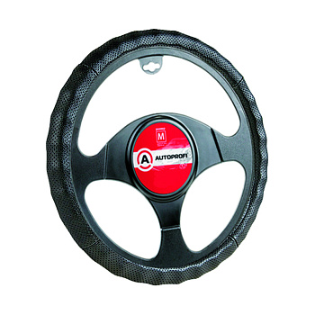 Оплетка руля черная, натур.кожа. перфорированная, ребристая (L)