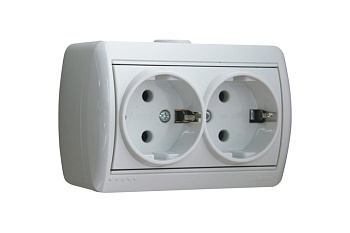 Розетка 2 ОП "NATA" с/з керамика/бел