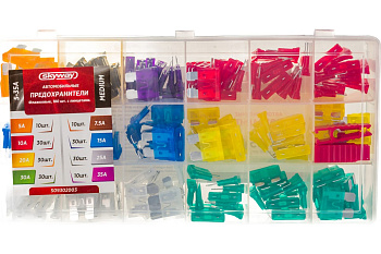 Предохранитель флажковый MEDIUM набор 180шт 5-35А в пластиковой коробке SKYWAY