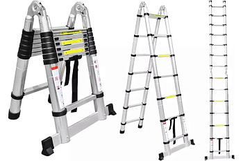 Лестница двухсторонняя телескопическая с шарниром 1,9+1,9