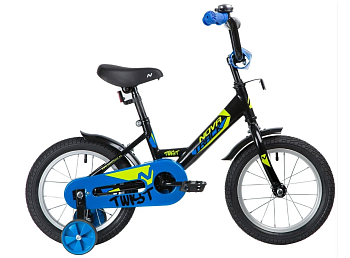 Велосипед NOVATRACK 14" TWIST черный, тормоз нож, крылья корот,полная защ.цепи