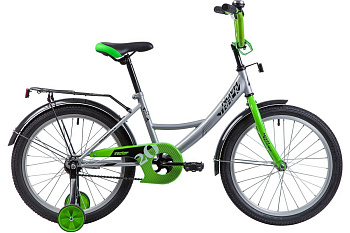 Велосипед NOVATRACK 20" Vector, серебристый, защита А-тип, тормоз нож, крылья и багажник черн.