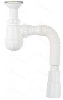 Сифон для умывальника 1 1/2"х40 с удл. горловиной с мет.реш. с отв. с/м, г.т. 40х40/50 Aquant