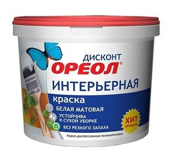 Краска ОРЕОЛ ВДАК 6,5кг интерьерная Дисконт белая матовая