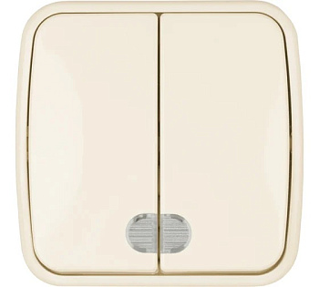 Выключатель "Дача" 2ОП IP20 10А, сл. кость с подсветкой