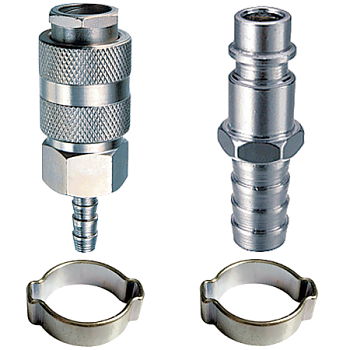 Соединение разъемное рапид(муфта)_елочка 6мм+разъемн.соед. рапид(штуцер) +2 обжим.кольца 6х11мм