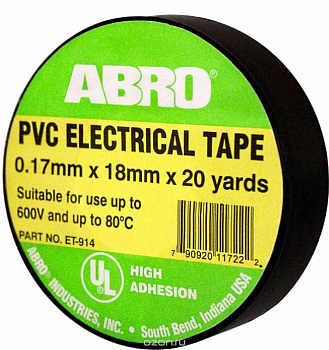 Изолента термостойкая ABRO черная 