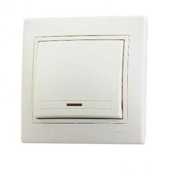 Выключатель 1 СП "MIRA" крем. с подсветкой 