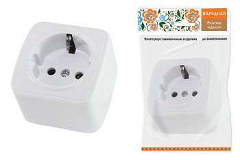 Розетка "Дача" 1ОП з/к IP20 16А, белая