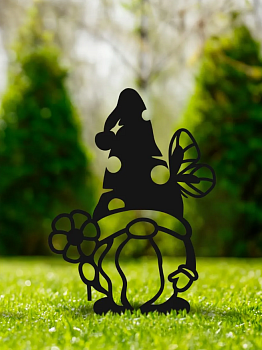 Фигура садовая металл 35х20см "Гномик с бабочкой и цветком Gardissimo"