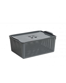 Корзинка "Лофт" 13л 395х272х168 мм с крышкой (серый)