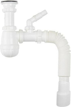 Сифон для умывальника 1 1/2"х40 с мет.реш. с отв. с/м, г.т. 40х40/50 Aquant