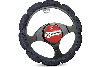 Оплетка руля алькантара, 10 подушек, наполнитель 2см. поролон с памятью черная (M)