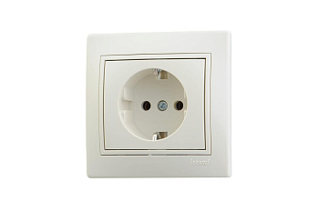 Розетка 1 СП "MIRA" с/з керамика/крем. 
